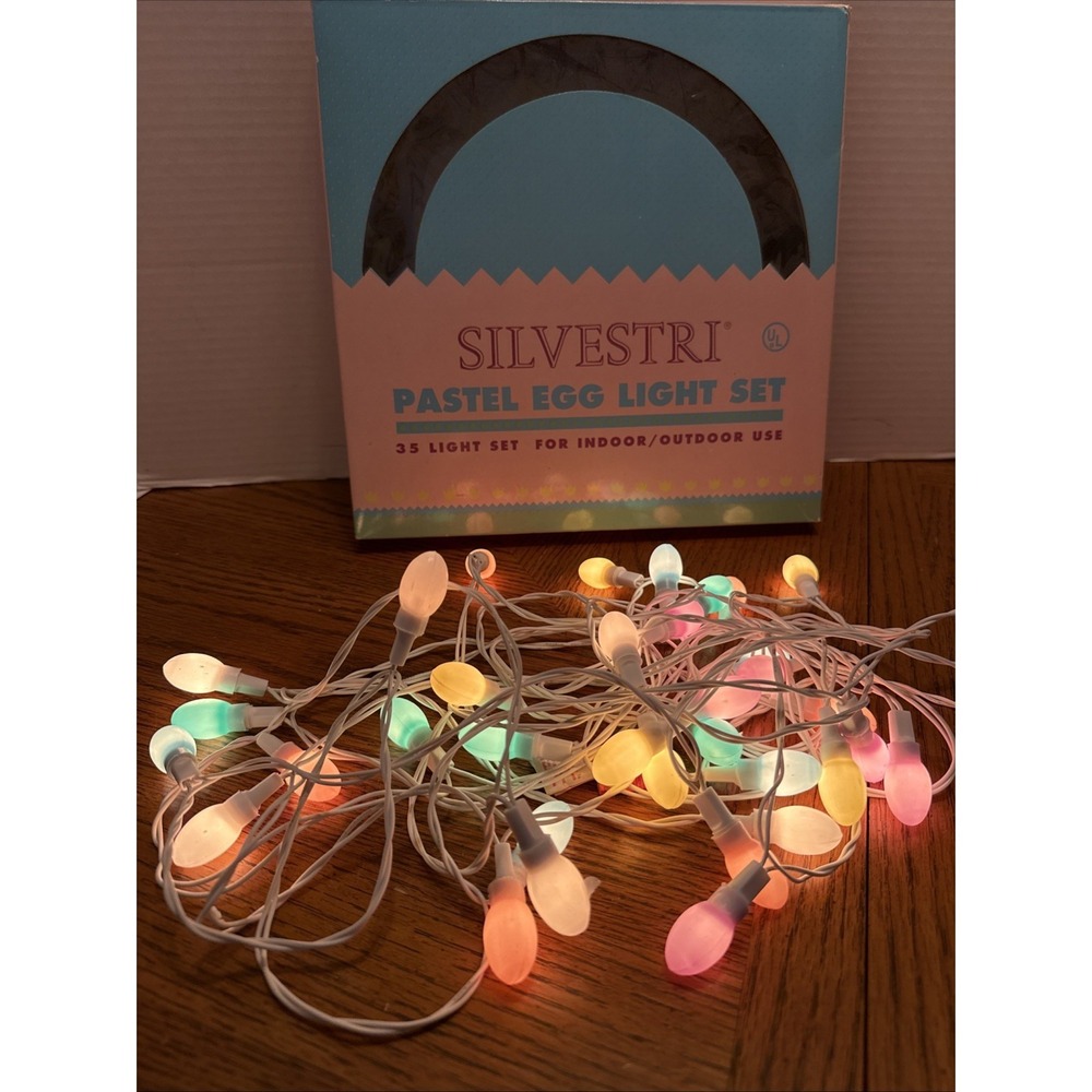 Vtg 90s Silvestri Pastel Egg Light Set 35 Lights Easter Indoor Outdoor Blo Mold